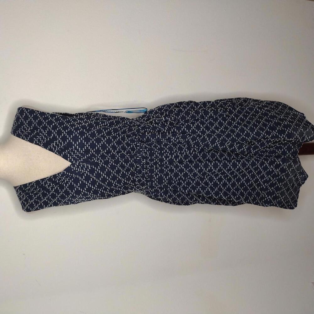 NWT Draper James Women's Navy/White/Sleeveless V-Neck Belted Dress Size Small
